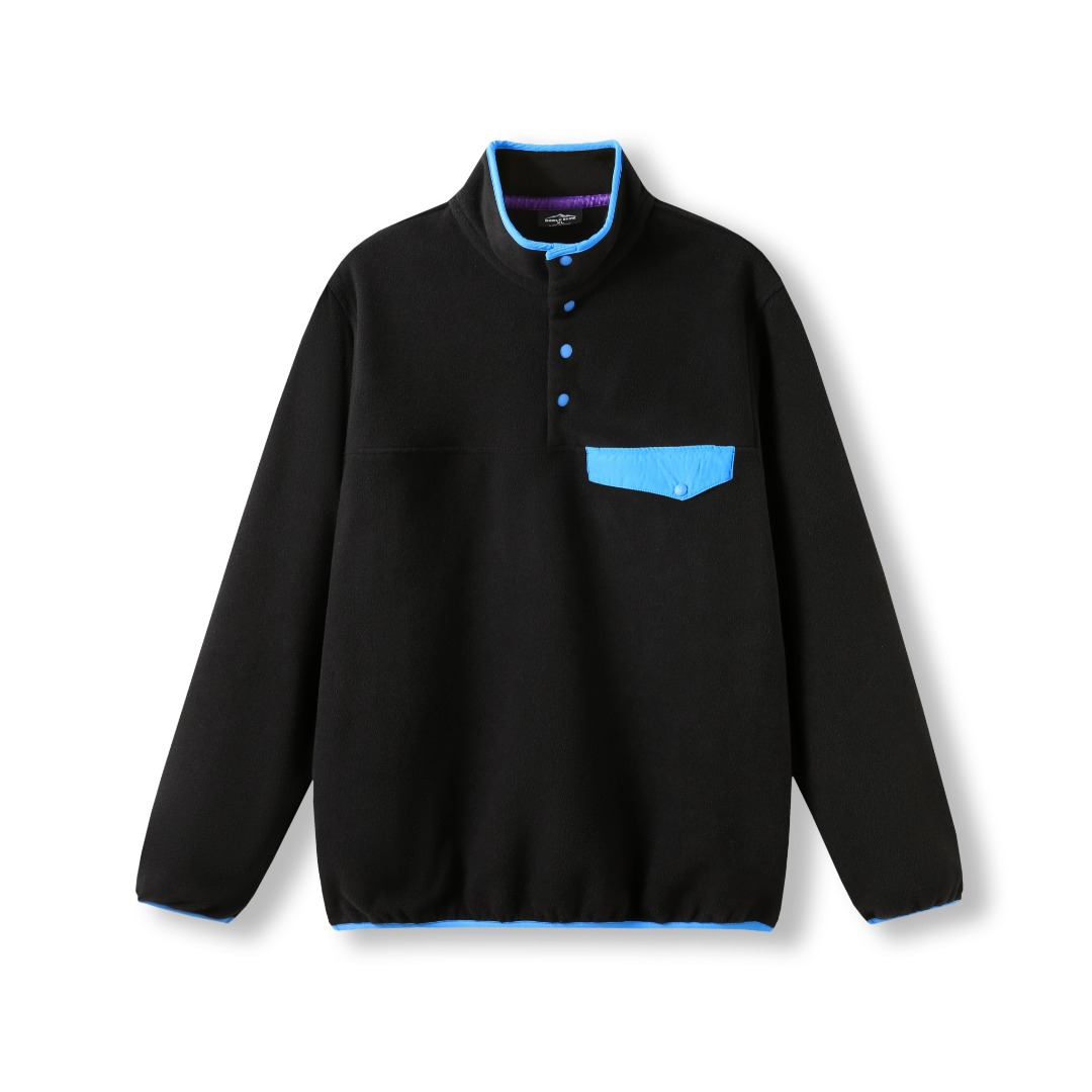 Outdoor Sport Hoodie - Jaket Fleece Patchwork Warna Senada untuk