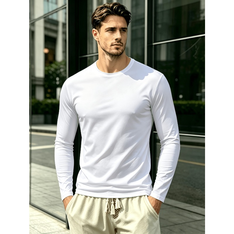 Outdoor Sports - Kaos Lengan Panjang Kerah Bulat Polos.