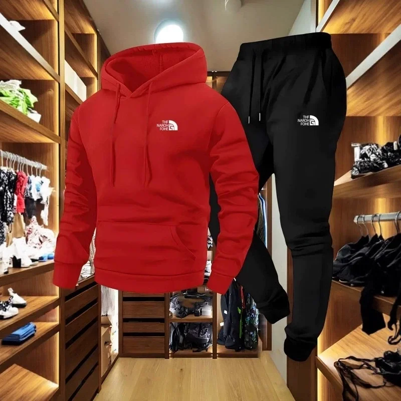 Outdoor Sport Hoodie - Setelan Kasual Pria Motif Musim Gugur